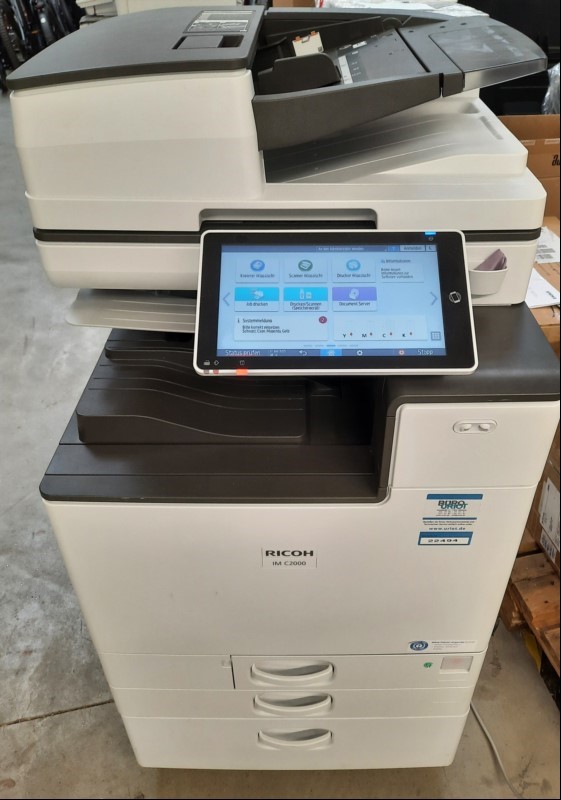 Ricoh Aficio IM C2000,  2 Papierkassetten,Duplex Scanner optisch gebrauchter  Zustand, Gehäuse mit Abschürfungen  Zähler gesamt: ca. 46800 laut Anzeige, Toner nicht vorhanden, Ausdrucke nicht möglich, Reinigung und Service empfohlen, Inbetriebnahm...
