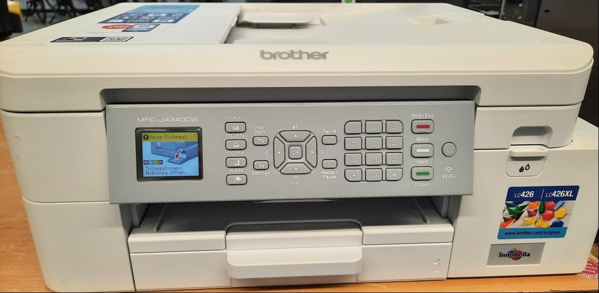 Brother MFC J4340DW, SN: E80957F1H515179, DIN A4 Multifunktionsgerät (Faxgerät, Scanner, Kopierer und Drucker), Anschlüsse: USB,  WLan, optisch guter Zustand, ohne Tinte, keine weiteren Tests durchgeführt, alle Angaben ohne Gewähr, keine Garantie ...