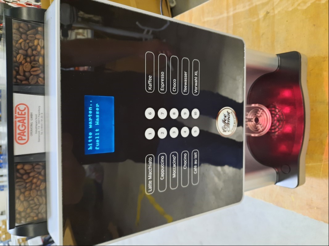 Kaffeeautomat PressoLine 150 - elektrisch geprüft, Gerät lässt sich einschalten, keine weiteren Tests durchgeführt, Schlüssel im Schloss abgebrochen, ein weiterer Schlüssel ist vorhanden, siehe Bilder, keine Garantie auf Funktion und Vollständigke...