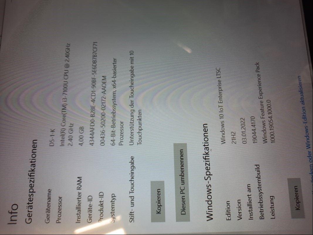 Teile aus GSV-BOX Kassensystem bestehend aus  Partner Diana/D5-1-K, 15,6\'\' Multit-Touchscreen-Kasse (Touchfunktion ok), Intel Intel Core i3-7100U,4 GB, 128 GB Speicher, PN: 10D156002, Anschlüsse: Cash Drawer, 4x USB 2.0, 4x USB 3.0, 1x LAN, 1x VGA...