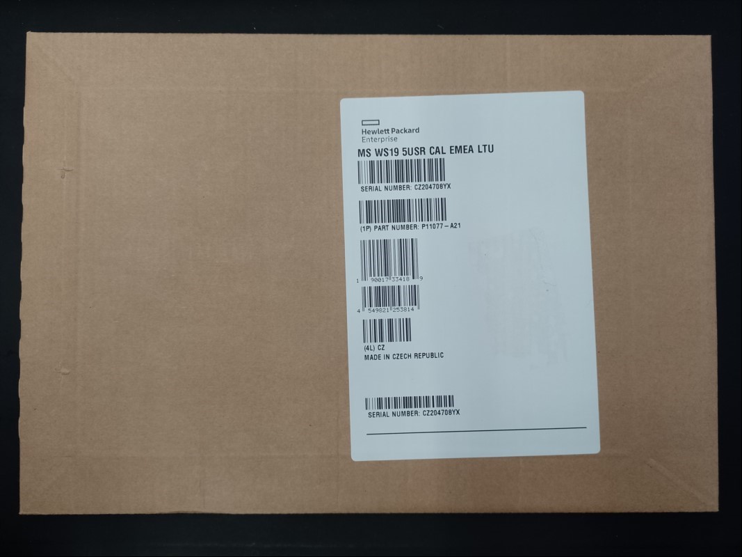 Microsoft HPE 5er User CAL für Windows 2019 Server in Original-Pappverpackung (ungeöffnet)! Aufdruck: MS WS19 5USR CAL EMA LTU P11077-A21 (ID=V17-05)