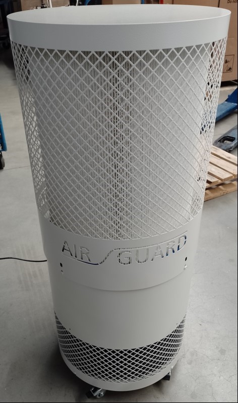 Luftreiniger/Raumluftfilter Apodis AirGuard 1000, auf Rollen, Farbe: weiß, Baujahr: 2021, Art.-Nr.: AP00008405, Durchmesser: 51 cm / Höhe: 121,5 cm, Seriennummer: 4502867327/G64, Gerät lässt sich einschalten (Luftstrom merkbar in 2 Stufen regelbar...