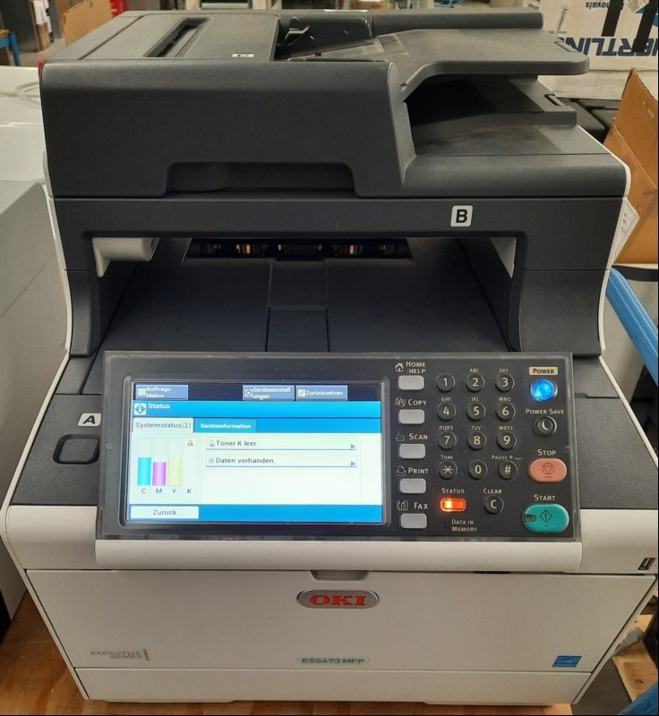 OKI ES5473dn MFG, optisch gebrauchter Zustand, Gehäuse verschmutzt und mit Abschürfungen, Zähler unbekannt, Toner BK leer, keine Ausdrucke möglich,  Reinigung und Service empfohlen,  keine Garantie auf Funktion und Vollständigkeit, alle Angaben oh...