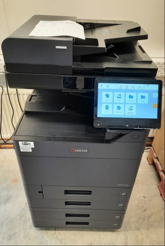 Kyocera Kyocera TASKalfa 3554ci, SN:H562Y42593, 4 Papierkassetten, Scanner DP 7150, optisch guter gebrauchter Zustand, Verschmutzungen am Gehäuse, Zähler gesamt: ca. 98554  laut Statusseite, Ausdrucke gut, Reinigung und Service empfohlen, keine Ga...