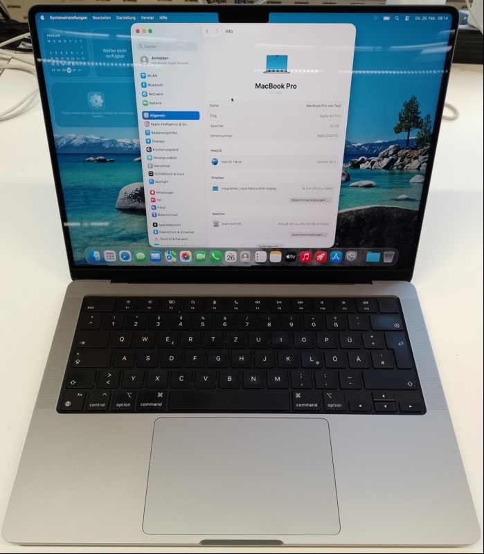 Apple MacBook Pro \'\'M1 Pro\'\' 14 Retina space grau (Z15G0008DD/A - MacBookPro18,3) mit Apple M1 Pro 8-Core Prozessor, 32 GB LPDDR5 RAM, Display: 36,06 cm (14,2\'\') Liquid Retina XDR (Auflösung 3024 x 1964), 512 GB SSD Apple AP0512R, AirPort 802.11ax...