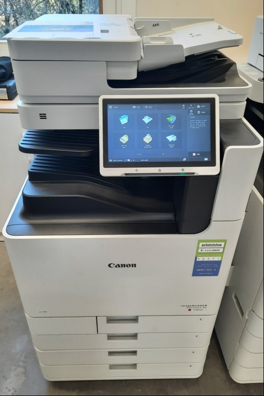 Canon iR DX C5840i MFP, SN: 2YM48893, 4 Papierkassetten, Gehäuse verschmutzt mit Abschürfungen, Zähler 102 gesamt ca. 15245, 109 s/w :10823, 124 color 4422 laut Zählerliste, Ausdrucke etwas blass, RGB Testseite mit Farbverzerrungen ( unscharf) , k...