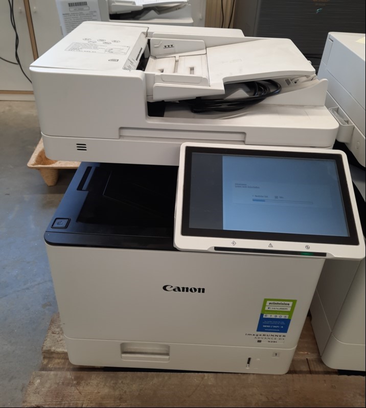 Canon iR ADV 529i, SN: 4GK19954, gebrauchter Zustand,ein Papierfach,  ohne Unterschrank, Zähler 109: ca. 11236,  laut Zählerliste, Ausdrucke gut,  Wartung und Reinigung empfohlen, keine weiteren Tests durchgeführt, keine Garantie auf Vollständigke...
