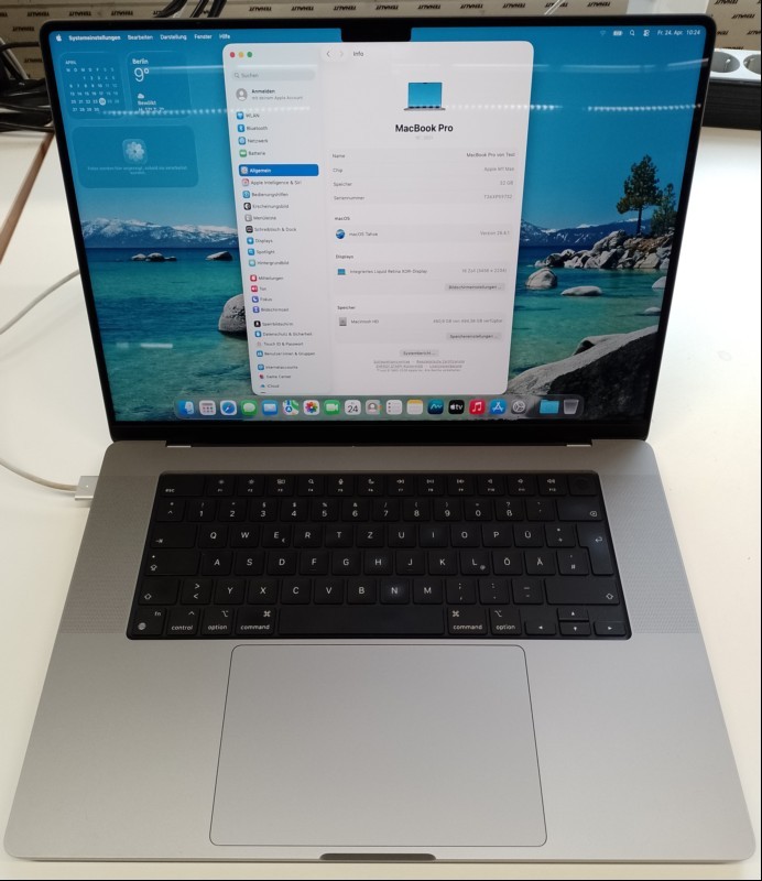 Apple MacBook Pro \'\'M1 Max\'\' 16 Retina space grau (Z14V0005ND/A - MacBookPro18,2 - 2021) mit Apple M1 Max 10-Core Prozessor 3,2GHz, 32 GB LPDDR5 RAM, Display: 41,05 cm (16,2\'\') Liquid Retina XDR (Auflösung 3456 x 2234), 512 GB SSD Apple AP0512R, A...