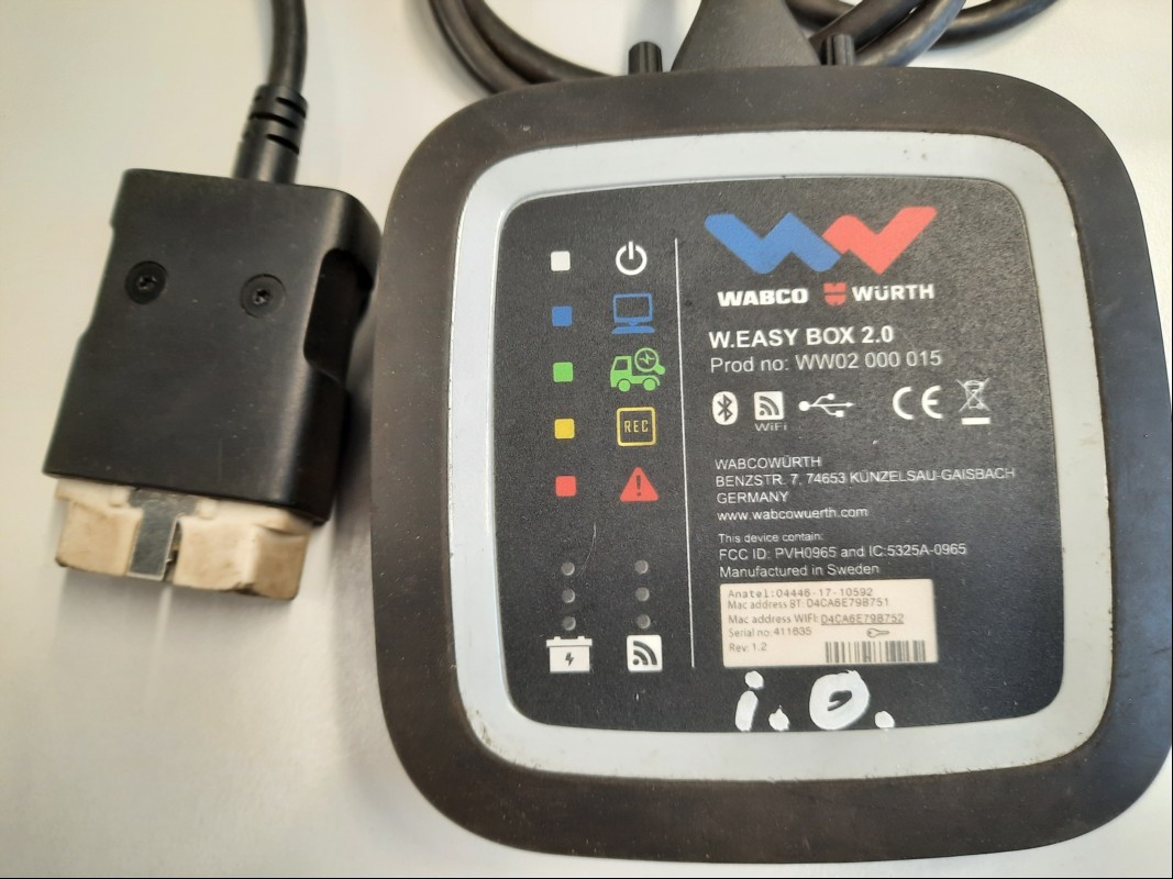 WABCOWÜRTH W.EASY Box 2.0 Prod no.: WW02000015, rev. 1.2, SN: 411635, Lieferumfang siehe Bild, ohne Notebook! ungeprüft, keine Garantie auf Funktion und Vollständigkeit (ID=V08-24)