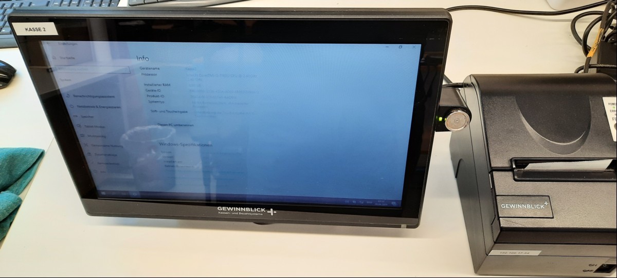 Teile aus Computerkassensystem Gewinnblick bestehen aus:  Prox PA-5685RC-X1B Touch-Kasse und SNBC BTP-RN880NPVThermo-Bon-Drucker, beide Geräte wurden nur elektrisch geprüft (Computerkasse lässt sich hochfahren, Bondrucker lässt sich einschalten-Fe...