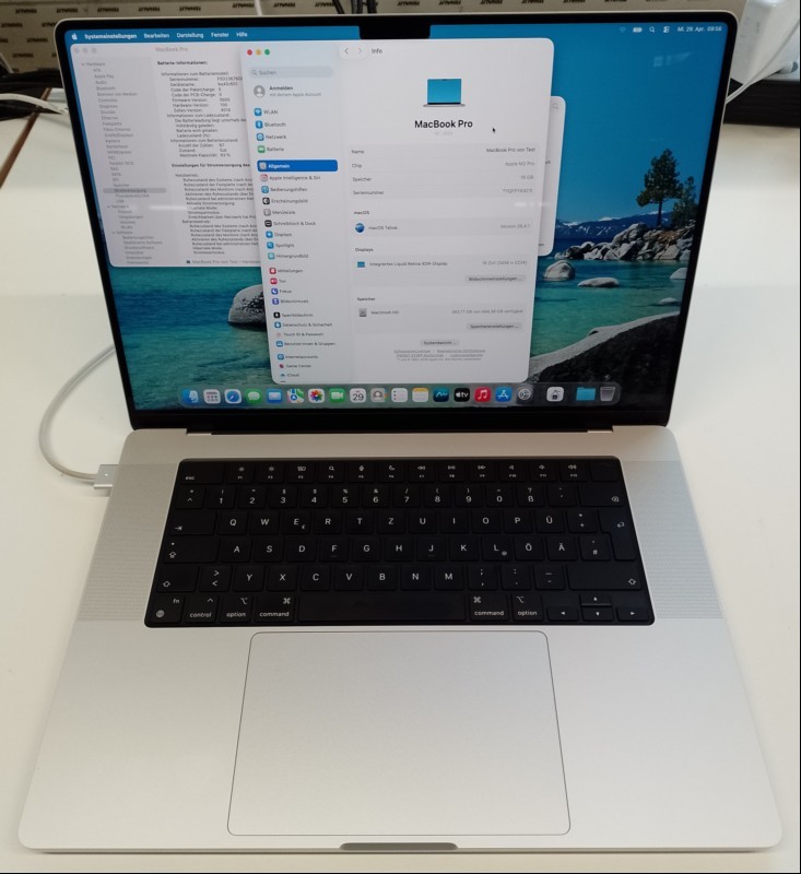Apple MacBook Pro \'\'M2 Pro\'\' 16 Retina silber (MNWC3D/A - Mac14,10 - 2023) mit Apple M2 Pro 12-Core Prozessor, 16 GB LPDDR5 RAM, Display: 41,05 cm (16,2\'\') Liquid Retina XDR (Auflösung 3456 x 2234), 512 GB SSD Apple AP0512Z, AirPort 802.11ax (Wi-F...