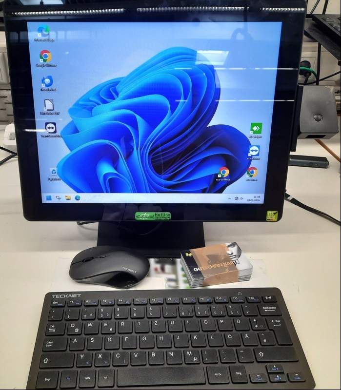Computerkasse Crane 1 POS Terminal - 15" ink. verbautem Scanner, siehe Bilder, Inbetriebnahme: 2025, Gerät nur elektrisch geprüft (startet und lässt sich bedienen-Touchfunktion ok), keine Garantie auf Funktion und Vollständigkeit (ID=V08-22)