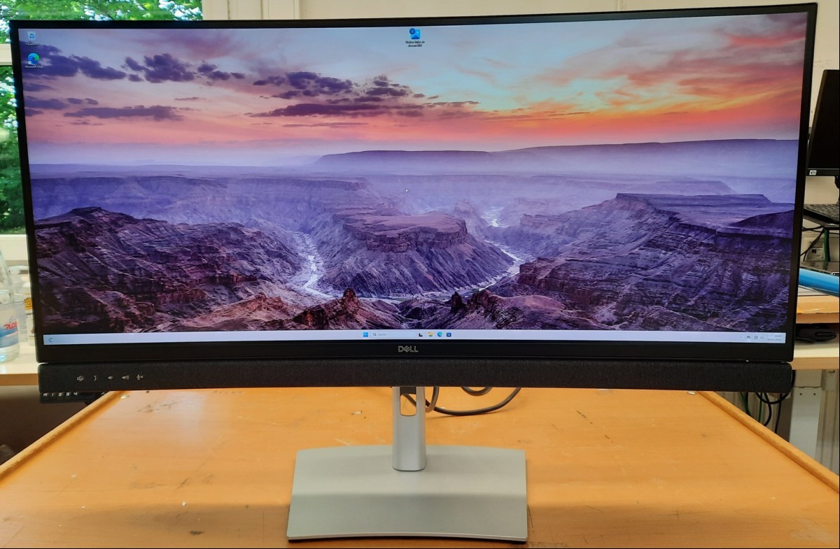 86,4 cm (34\'\') TFT-Display Dell C3422WE Curved (Auflösung 3440x1440 (UWQHD), 21:9, 110ppi), 2x USB 3.0 Anschluss, HDMI, DisplayPort, weitere Anschlüsse: RJ45 LAN, USB-C und USB Uplink, mit DisplayPort-Kabel, Baujahr/Inbetriebnahme: 2023, Farbe: si...