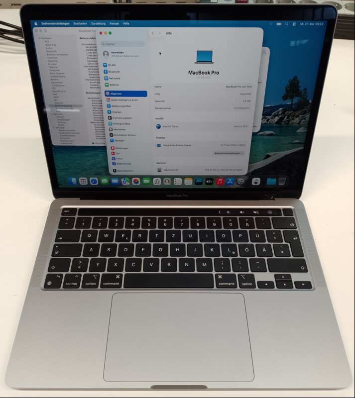 Apple MacBook Pro \'\'M2\'\' 13.3 Retina space grau (Mac14,7 - 2022) mit Apple M2 8-Core Prozessor, 24 GB LPDDR5 RAM, Display: 33 cm (13,3\'\') Liquid Retina (Auflösung 2560 x 1600), 512 GB SSD Apple AP0512Z, AirPort 802.11ax (Wi-Fi 6) und Bluetooth 5.0...