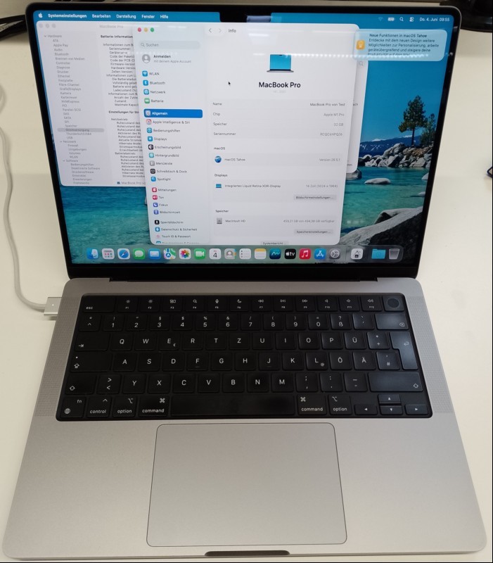 Apple MacBook Pro \'\'M1 Pro\'\' 14 Retina space grau (Z15G0008PD/A - MacBookPro18,3 - 2021) mit Apple M1 Pro 10-Core Prozessor, 32 GB LPDDR5 RAM, Display: 35,97 cm (14,2\'\') Liquid Retina XDR (Auflösung 3024 x 1964), 512 GB SSD Apple AP0512R, AirPort ...