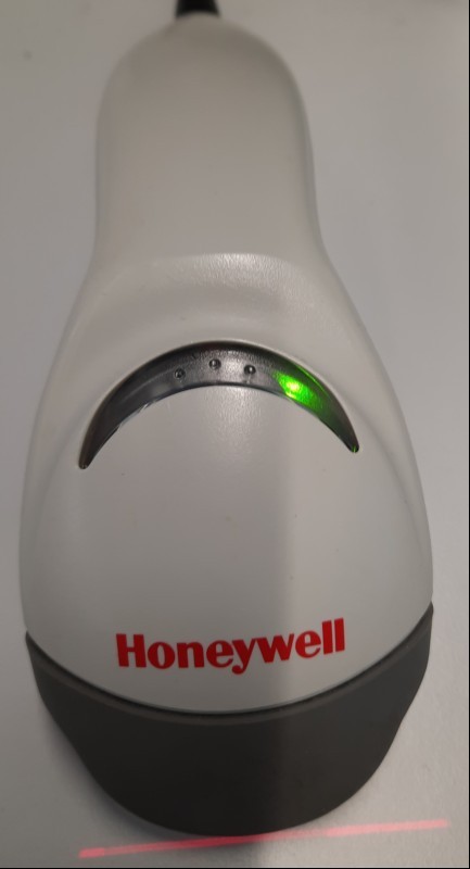 Honeywell Handscanner Model: MS5145LS, nur elektrisch geprüft (nach Stromzufuhr leuchtet die Power LED grün u8nd der rote Scan-Streifen ist zu sehen keine weitere Tests durchgeführt), keine Garantie auf Funktion und Vollständigkeit (ID=V10-44)