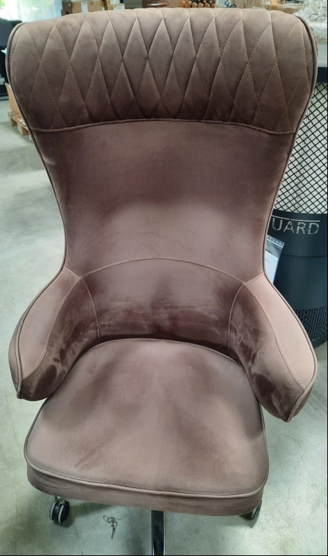 Spring Big Boss Sessel braun gepolsteter Drehstuhl mit verchromten Fußgestell, teilweise verschmutzt, Kratzer am Fuß, siehe Bilder, kein Versand / Verpacken - nur Selbstabholer (ID=V08-00)