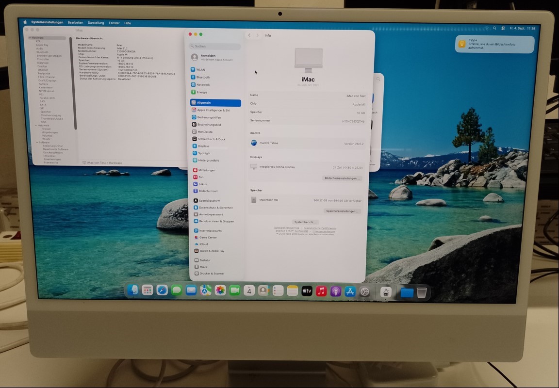 59,6 cm (24\'\') Apple iMac M1 Retina 4,5K (iMac21,2 - 2021 - Z13K000BXD/A) silber mit Apple M1 Prozessor 8-Core, 16 GB LPDDR4 RAM, 59,6 cm (23,5\'\') Retina 4,5K Display (4480 x 2520), 1 TB SSD (APPLE SSD AP1024Q), WiFi 6 + Bluetooth 5.0 integriert, ...
