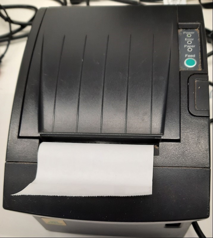 Metapace T-1- Bondrucker (P/N SRP-350G/MTP), mit externen Netzteil, Gerät verschmutzt, nur elektrisch(Gerät lässt sich einschalten,Feed-Funktion: ok, keine weiteren Tests durchgeführt) keine Garantie auf Funktion und Vollständigkeit (ID=T03-00)