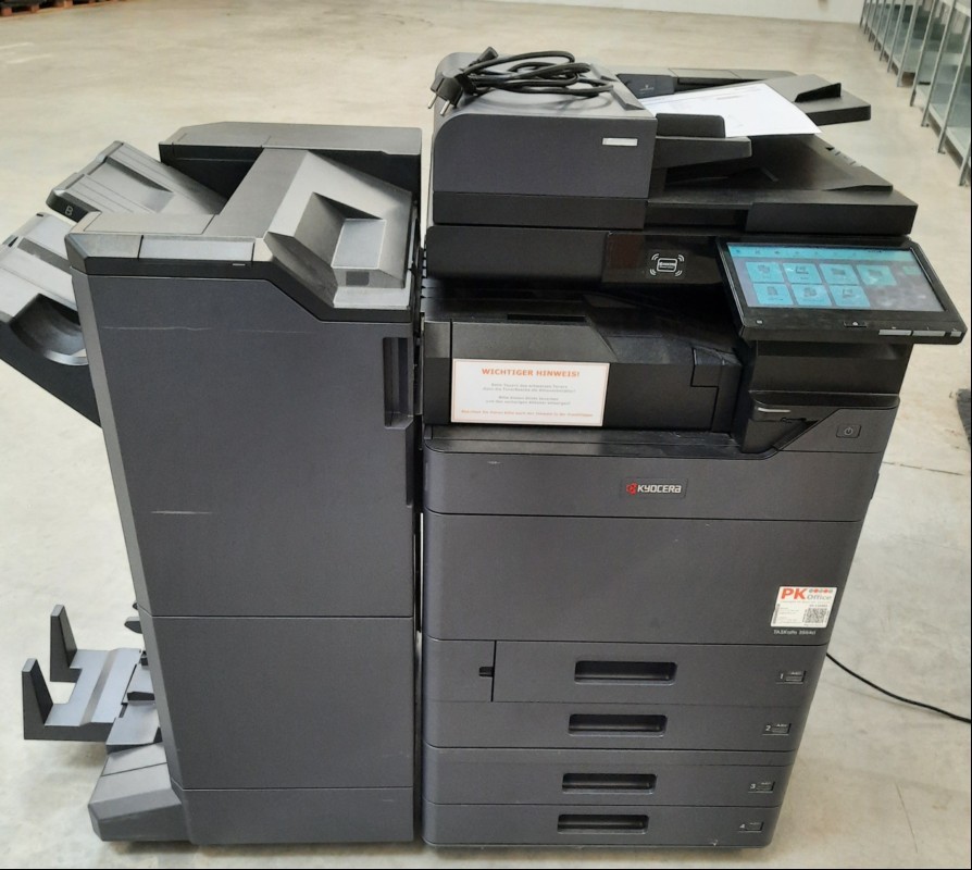Kyocera Taskalfa 3554ci inkl. Zub. SN:  H564520285, 4 Papierkassetten, Scanner DP 7150, externer Booklet-Finisher, optisch guter  Zustand, Verschmutzungen am Gehäuse, Zähler gesamt: ca.150013 laut Statusseite, Ausdrucke gut, Toner color ca. 80%, b...
