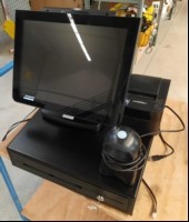 Teile aus uniwell Kassensystem Partner SP-850-BZ  15\'\' Multit-Tuchscreen-Kasse (Touchfunktion ok), Intel Celeron CPU J1900 1.99GHz (4-Kern),4 GB DDR3, 500 GB Western Digital WDC WD5000LPCX-22VHAT1, PN: S23QOHC63, 4x Serial (Com), 1x VGA, 2x USB 2....