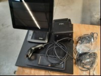 Teile aus FEC Kassensystem mit FEC Touchkasse (BDL-ST1120-KCG-A8), 10,1\'\' Display (elektrisch geprüft, Gerät lässt sich einschalten und bedienen, keine weiteren Tests durchgeführt), FEC Receipt Printer TP-100 Bondrucker ( Gerät lässt sich einschal...