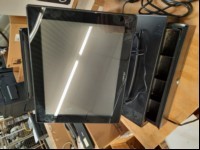 Computerkasse Posiflex XT-3815-B POS Touch-Kasse, mit Kundenmonitor ( Gerät lässt sich einschalten und bedienen), Kassenschublade (ohne Schlüssel), SNBC Thermo-Bon-Drucker (defekt, lässt sich nicht einschalten) (ID=V08-31)