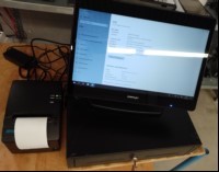 Kassensystem Posiflex PS 3416E mit Kundendisplay, Bondrucker und Kassenschublade (mit 2x Schlüssel), Kasse lässt sich einschalten und bedienen - keine weiteren Tests durchgeführt! (ID=V06-72)