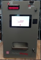 Bargeldautomat PerfectMoney Vicky 80330, mit Touchdisplay und Netzwerkanschluss, 2 Schlüssel, Inbetriebnahme: 12.2021, Seriennummer: 202102170083, Gerät lässt sich einschalten und Meldet: System Error! Keine weiteren Tests durchgeführt! (ID=V14-22)